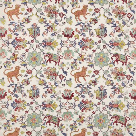 Jane Churchill Azara Fabrics Animal Tapestry Fabric - Red/Teal - J0059-01 - Image 1