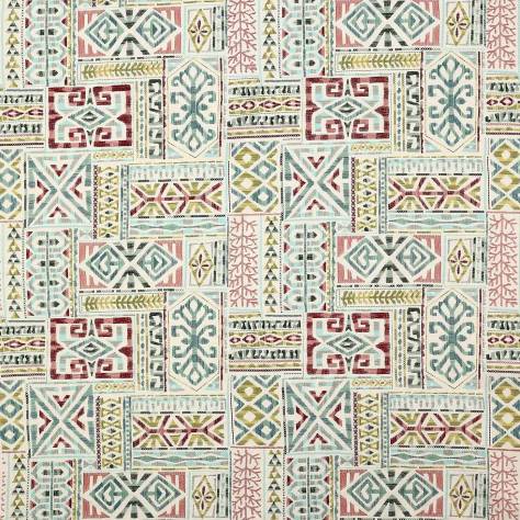 Jane Churchill Azara Fabrics Azara Fabric - Red/Aqua - J0061-02