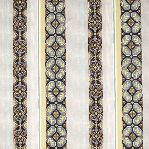 Jane Churchill Azara Fabrics Tapestry Stripe Fabric - Blue/Ochre - J0062-01 - Image 1