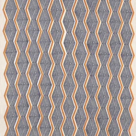 Jane Churchill Azara Fabrics Zhiri Fabric - Indigo/Orange - J0064-02 - Image 1