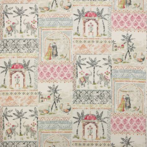 Jane Churchill Azara Fabrics Kashmir Garden Fabric - Grey/Coral - J0067-01 - Image 1