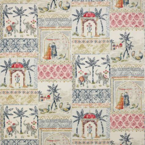 Jane Churchill Azara Fabrics Kashmir Garden Fabric - Blue/Red - J0067-03