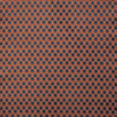 Jane Churchill Lexi Fabrics Gerswin Fabric - Navy / Copper - J0074-02