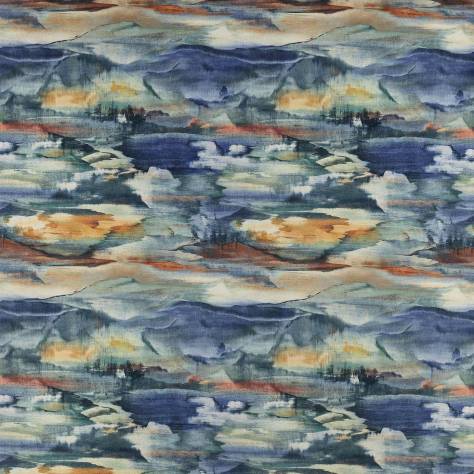 Jane Churchill Atmosphere VII Fabrics Solace Velvet Fabric - Blue / Copper - J0088-01