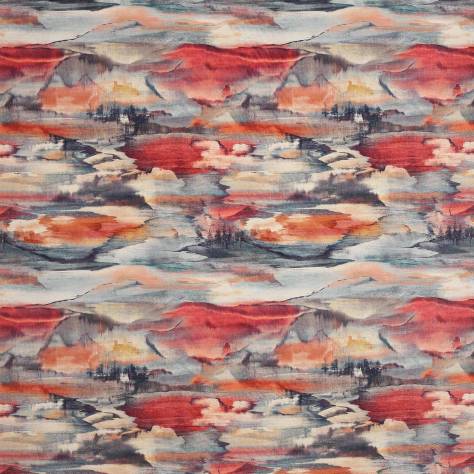 Jane Churchill Atmosphere VII Fabrics Solace Velvet Fabric - Red / Slate - J0088-03