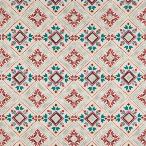Jane Churchill Kingswood Fabrics Minerva Fabric - Red/Teal - J0130-01 - Image 1