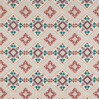Minerva Fabric - Red/Teal