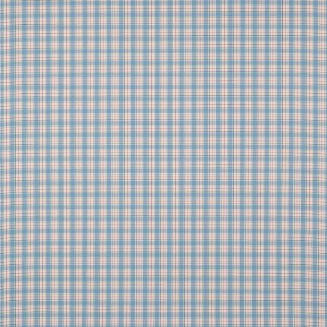 Jane Churchill Hartwell Fabrics Barlow Check Fabric - Soft Blue/Red - J0161-03