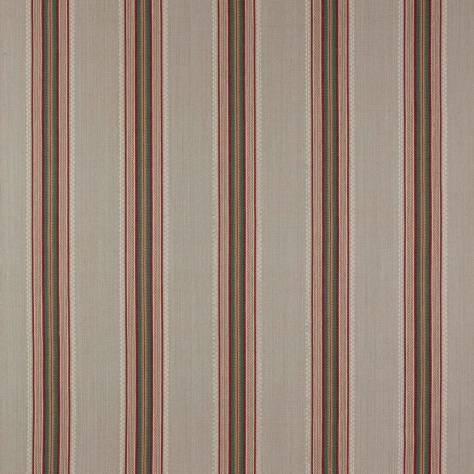 Jane Churchill Jasper Fabrics Indus Stripe Fabric - Red/Green - J0143-04 - Image 1