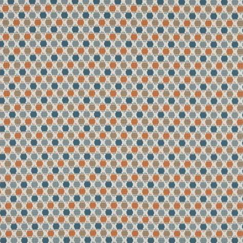 Jane Churchill Kaleido Fabrics Ellipse Fabric - Blue/Orange - J0172-05 - Image 1