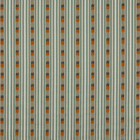 Jane Churchill Kaleido Fabrics Kendra Stripe Fabric - Aqua/Copper - J0174-03