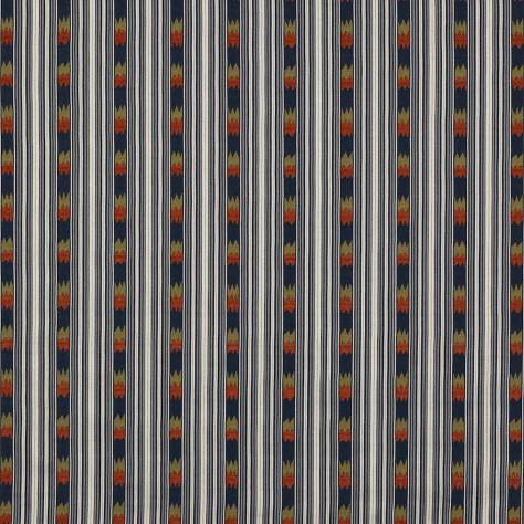 Jane Churchill Kaleido Fabrics Kendra Stripe Fabric - Indigo/Red - J0174-04 - Image 1
