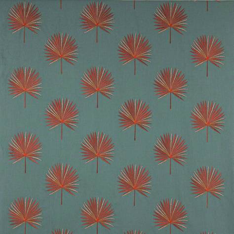 Jane Churchill Rousseau Fabrics Fortunei Fabric - Teal/Copper - J0166-01 - Image 1