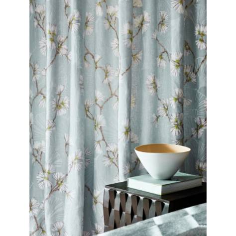 Jane Churchill Rousseau Fabrics Snow Flower Fabric - Slate Blue - J0171-03