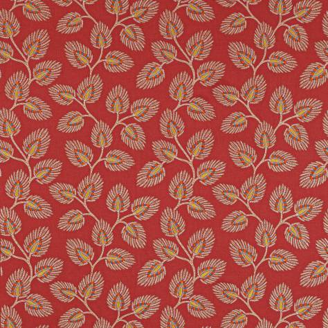 Jane Churchill Paradiso Fabrics Peacock Leaf Fabric - Red - J0185-02 - Image 1