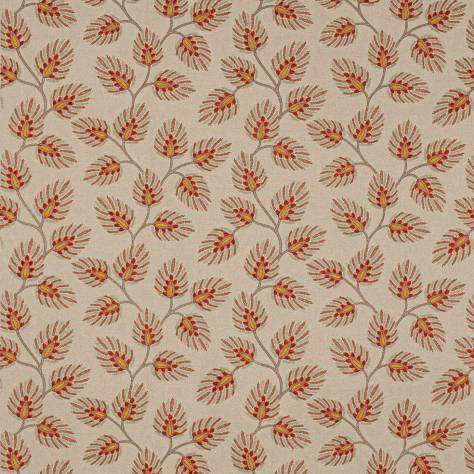 Jane Churchill Paradiso Fabrics Peacock Leaf Fabric - Terracotta - J0185-04