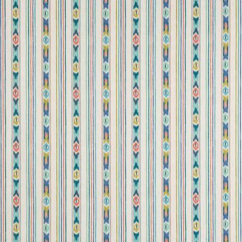 Jane Churchill Paradiso Fabrics Sitari Stripe Fabric - Teal/Coral - J0197-02 - Image 1
