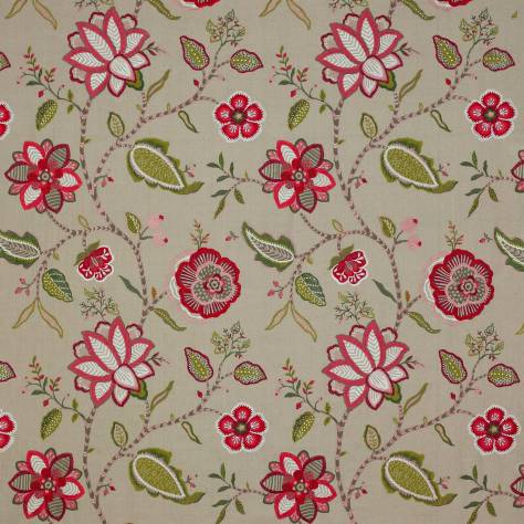 Jane Churchill Paradiso Fabrics Havana Fabric - Red/Green - J751F-03 - Image 1