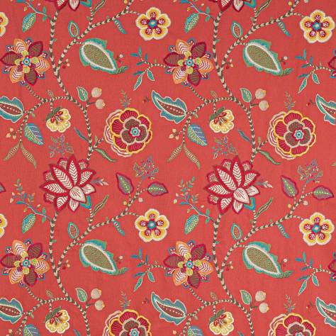 Jane Churchill Paradiso Fabrics Havana Fabric - Bright Red/Multi - J751F-06 - Image 1