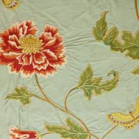 Oriental Poppy Fabric - Aqua