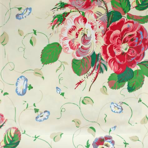 Colefax & Fowler  Classic Prints Fabrics Roses and Pansies Fabric - Red - 1155/01