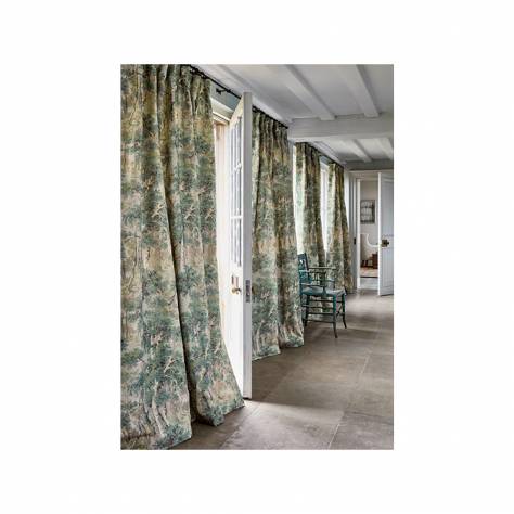 Colefax & Fowler  Belvedere Fabrics Somerton Fabric - Coral/Aqua - F4741-01 - Image 4