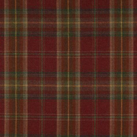 Colefax & Fowler  Green & Pink Colour Fabrics Galloway Plaid Fabric - Red/Sand - F2306-05