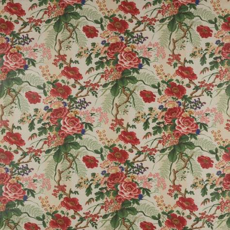 Colefax & Fowler  Cristabel Fabrics Tree Poppy Fabric - Red/Green - 01174-01 - Image 1