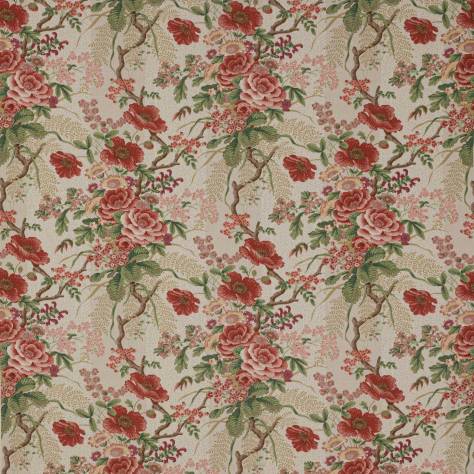 Colefax & Fowler  Cristabel Fabrics Tree Poppy Fabric - Red/Forest - F4765-02