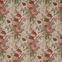 Tree Poppy Fabric - Red/Forest