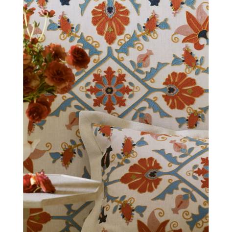 Colefax & Fowler  Braganza Fabrics Pashley Fabric - Tomto/Aqua - F4781-04 - Image 3