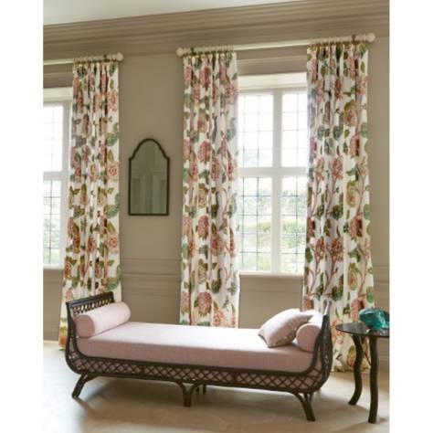 Colefax & Fowler  Braganza Fabrics Jessamine Fabric - Pink/Leaf - F4785-02 - Image 4