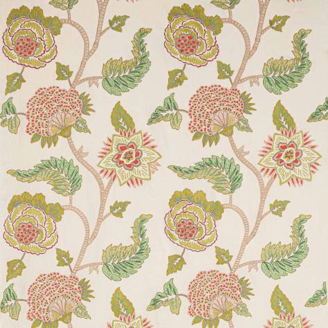 Colefax & Fowler  Braganza Fabrics Jessamine Fabric - Pink/Leaf - F4785-02 - Image 1