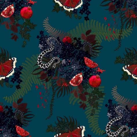 Utopia Curious Creatures Fabrics Forbidden Fruit Fabric - Azure - FORBIDDENFRUITAZURE - Image 1