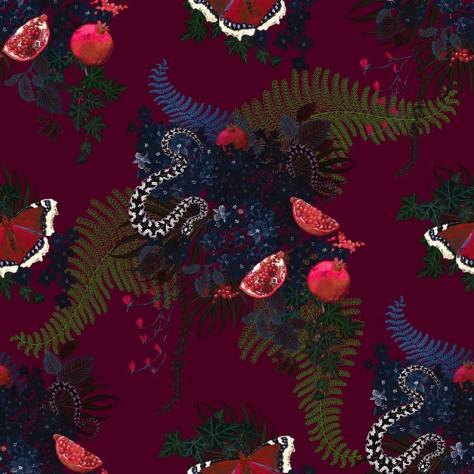 Utopia Curious Creatures Fabrics Forbidden Fruit Fabric - Crimson - FORBIDDENFRUITCRIMSON