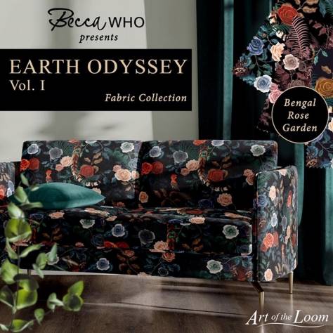 Utopia Earth Odyssey by Becca Who Fabrics Crocodilia Fabric - Ebony - crocodilia-ebony