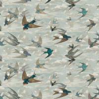 Chimney Swallows Fabric - Sky Blue