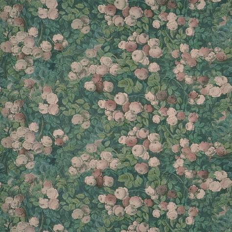 John Derian Picturebook II Fabrics Rose Mosaic Fabric - Forest - FJD6019/01