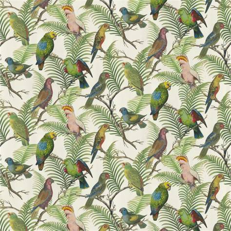 John Derian Picturebook II Fabrics Parrot and Palm Fabric - Azure - FJD6022/01