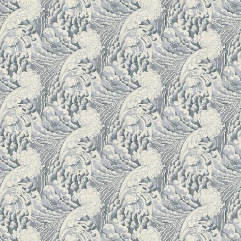 Linwood Fabrics Omega Prints Velvet The Wave Fabric - Moonbeam - LF2091FR/002