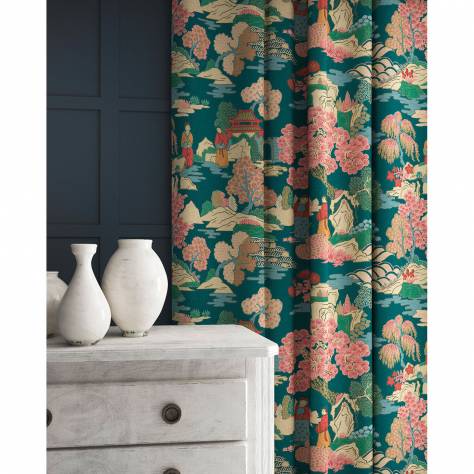 Linwood Fabrics Omega Prints Velvet Japanese Garden Fabric - Blosson - LF2092FR/001