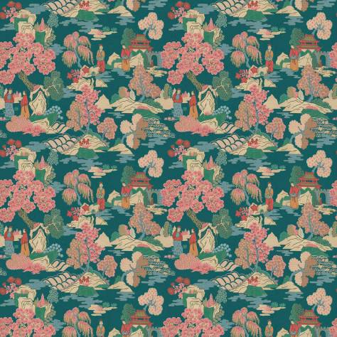 Linwood Fabrics Omega Prints Velvet Japanese Garden Fabric - Blosson - LF2092FR/001 - Image 1