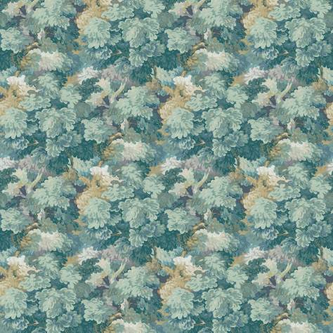 Linwood Fabrics Omega Prints Velvet English Oak Fabric - Teal - LF2097FR/002 - Image 1