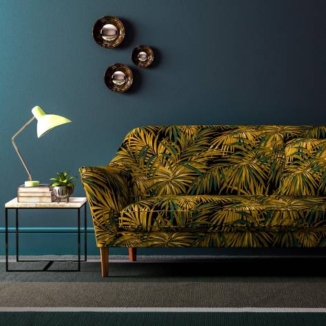 Linwood Fabrics Omega Prints Velvet Butterfly Palm Fabric - Maize - LF2102FR/001