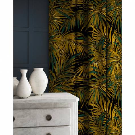 Linwood Fabrics Omega Prints Velvet Butterfly Palm Fabric - Maize - LF2102FR/001