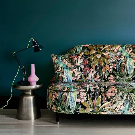 Linwood Fabrics Tango Prints Rainforest Rabble Velvet Fabric - Neon - LF1984C/001