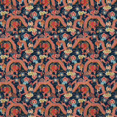 Linwood Fabrics Velvet Wonderland Fabrics Double Dragon Fabric - Twilight - LF2236C/004 - Image 1