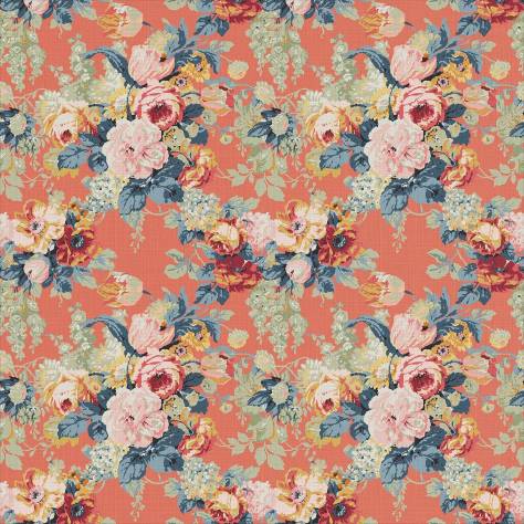 Linwood Fabrics The English Garden Fabrics Albertine Fabric - Coral Orange - LF2232C/001 - Image 1