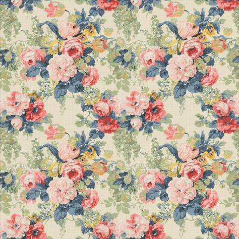 Linwood Fabrics The English Garden Fabrics Albertine Fabric - Indigo Pink - LF2232C/004 - Image 1