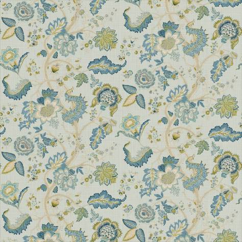 Linwood Fabrics The English Garden Fabrics Kitty Fabric - Aqua Leaf - LF2233C/005